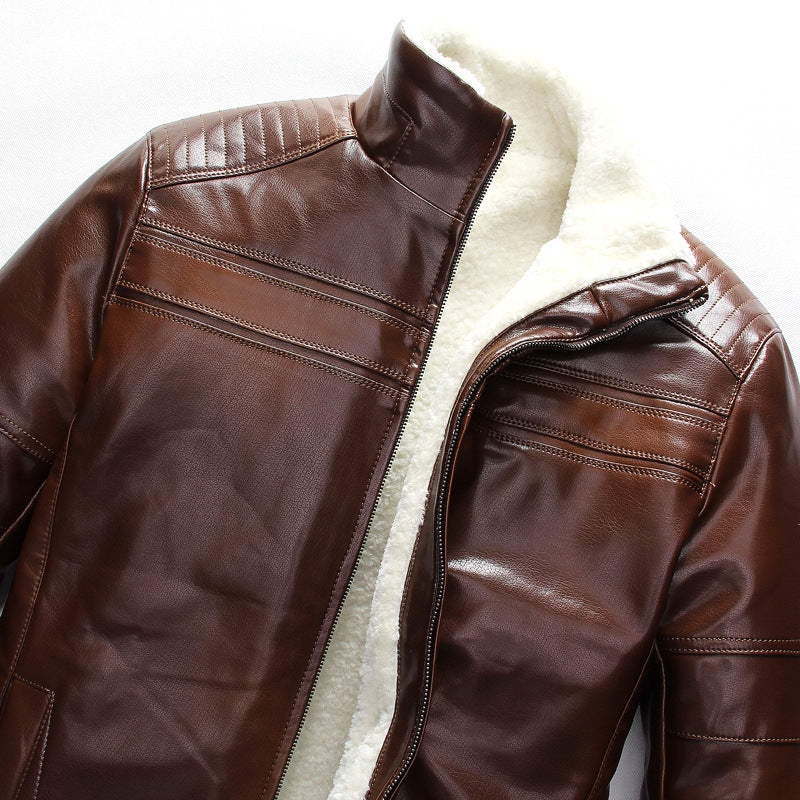 Herren-Jacke aus PU-Leder mit Stehkragen