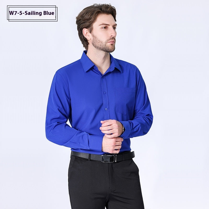 Pendeln Minimalist Business Professional Bügelfreies Stretch Hemd Langarm Herren High Sense