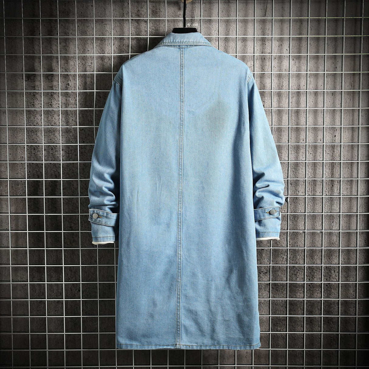 Gabardina vaquera para hombre, abrigo informal holgado de moda de longitud media