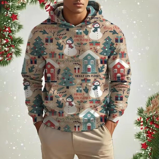 Weihnachts-Kapuzenpullover für Herren mit 3D-Digitaldruck