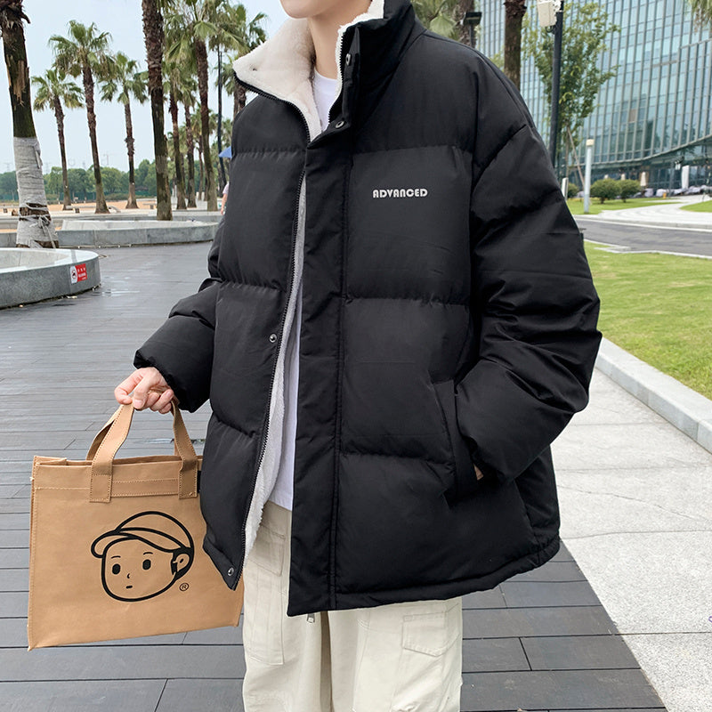 Lamm Samt Jacke Männlichen Hong Kong Stil Trend Lose Brot Warme Baumwolle Mantel