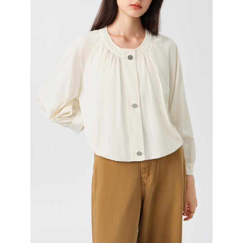 Elegante Plissierte Pendlerjacke im französischen Stil für Damen