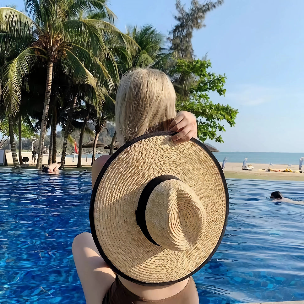 Sombrero de paja de ala ancha para mujer