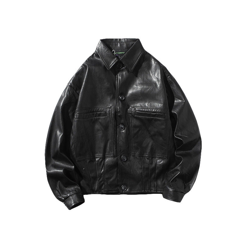 Lockere und warme Lederjacke für Herren
