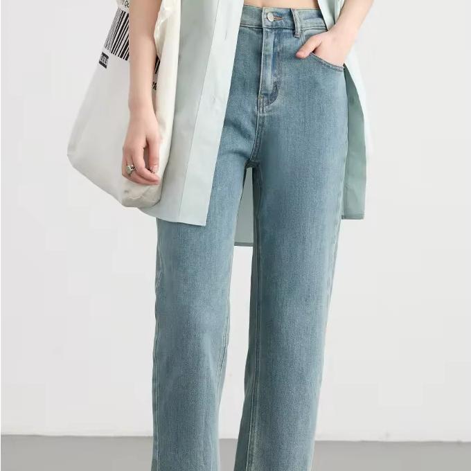 Pantalones vaqueros de mezclilla de cintura alta para mujer