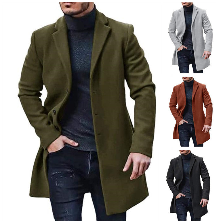 Chaqueta de tweed gruesa de longitud media para hombre