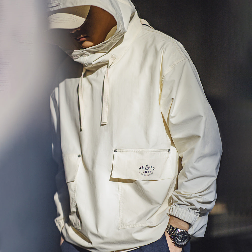 Sudadera con capucha vintage cortavientos para hombre