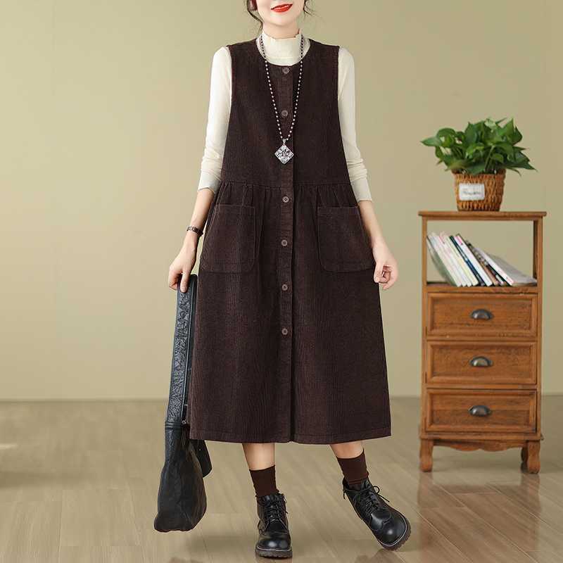 Cord Tank Kleid Lose Jugendlicher Look