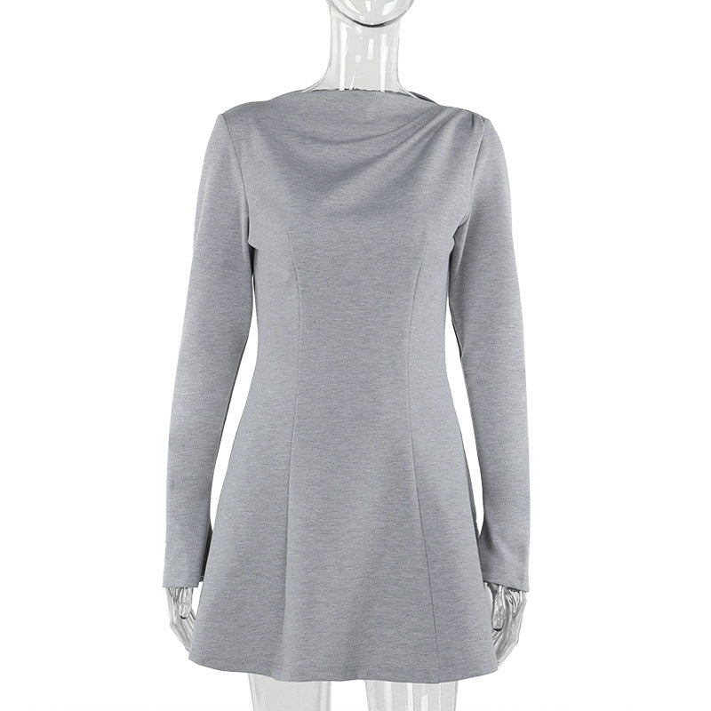 Vestido de manga larga sencillo y ajustado a la moda para mujer