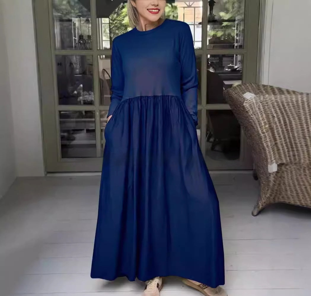 Vestido de punto midi con bolsillos para mujer