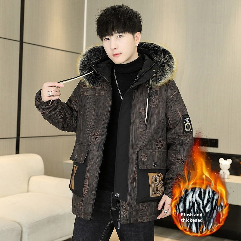 Farblich passender Wintermantel mit Kapuze und Fleecefutter für Herren