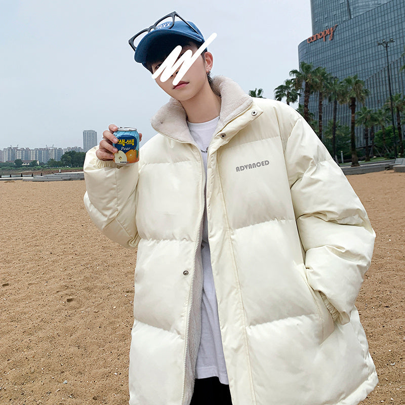 Lamm Samt Jacke Männlichen Hong Kong Stil Trend Lose Brot Warme Baumwolle Mantel
