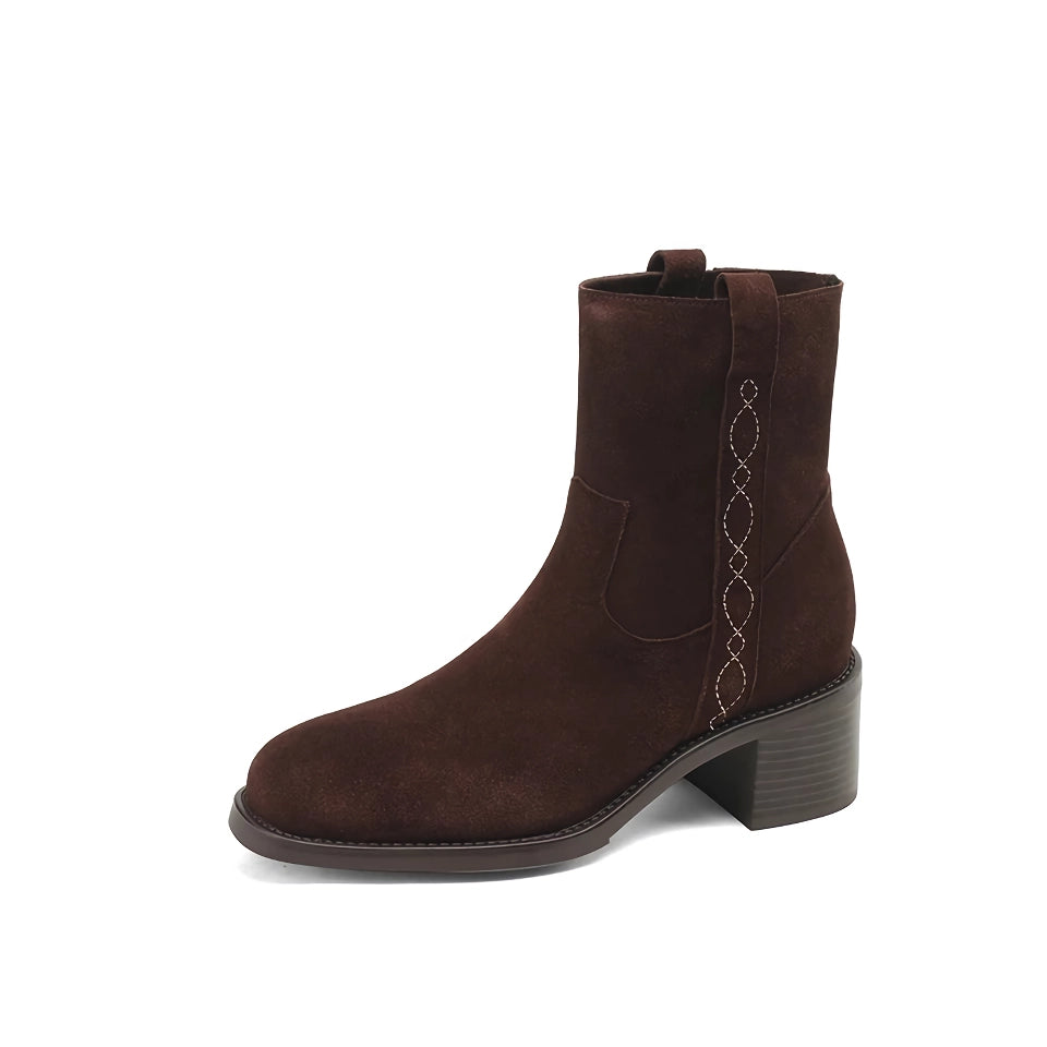 Botines elegantes de ante otoñal para mujer
