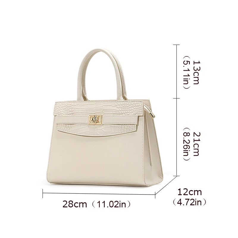 Quadratische Handtasche aus Rindsleder mit Krokodilmuster - Off White