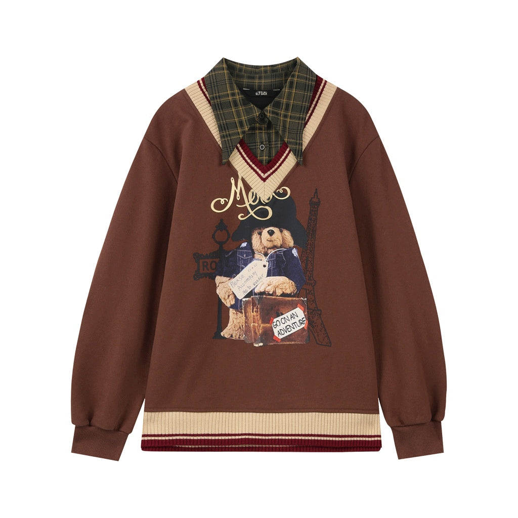 Grafische Kawaii Korean Fashion Spliced Hoodies für Frauen