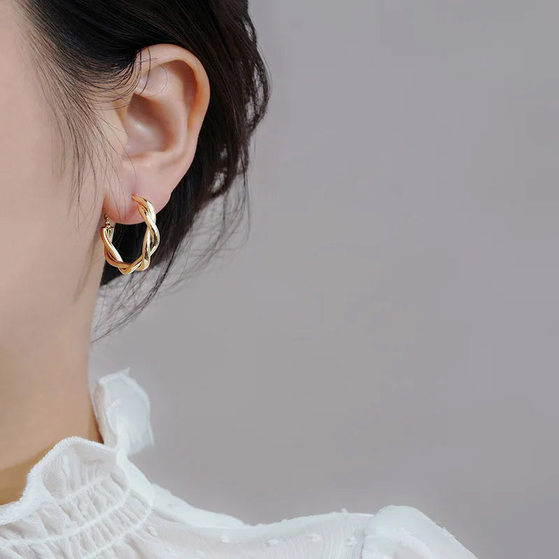 Pendientes colgantes trenzados redondos vintage
