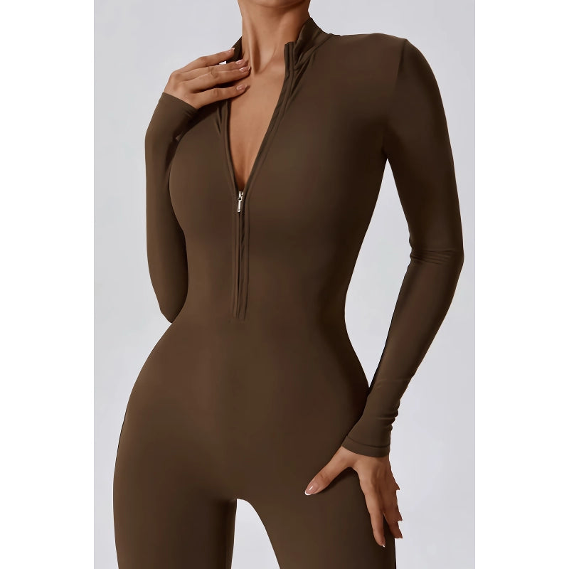 Hochleistungs-Langarm-Bodysuit mit Reißverschluss für Damen