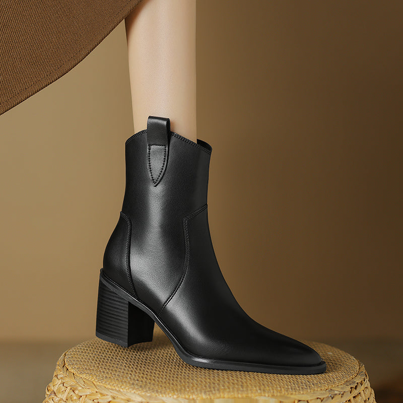 Botas Chelsea de tacón grueso y punta puntiaguda para mujer de otoño