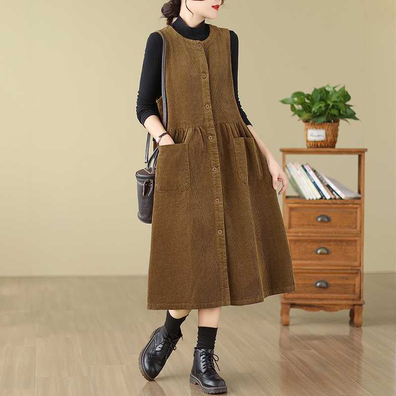 Cord Tank Kleid Lose Jugendlicher Look