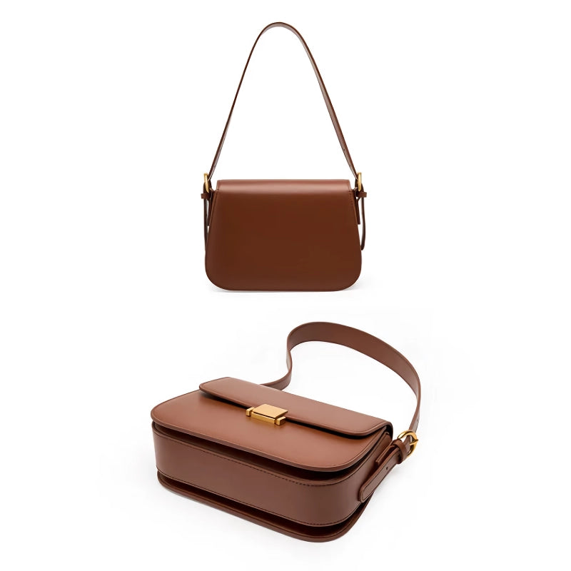 Bolso de hombro minimalista de piel auténtica