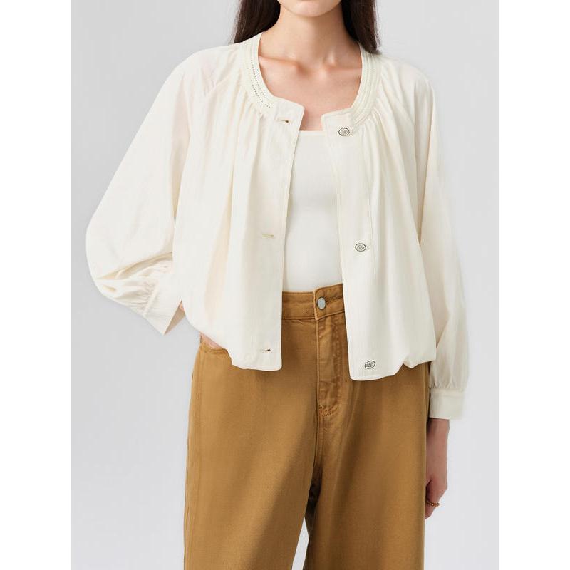 Elegante Plissierte Pendlerjacke im französischen Stil für Damen