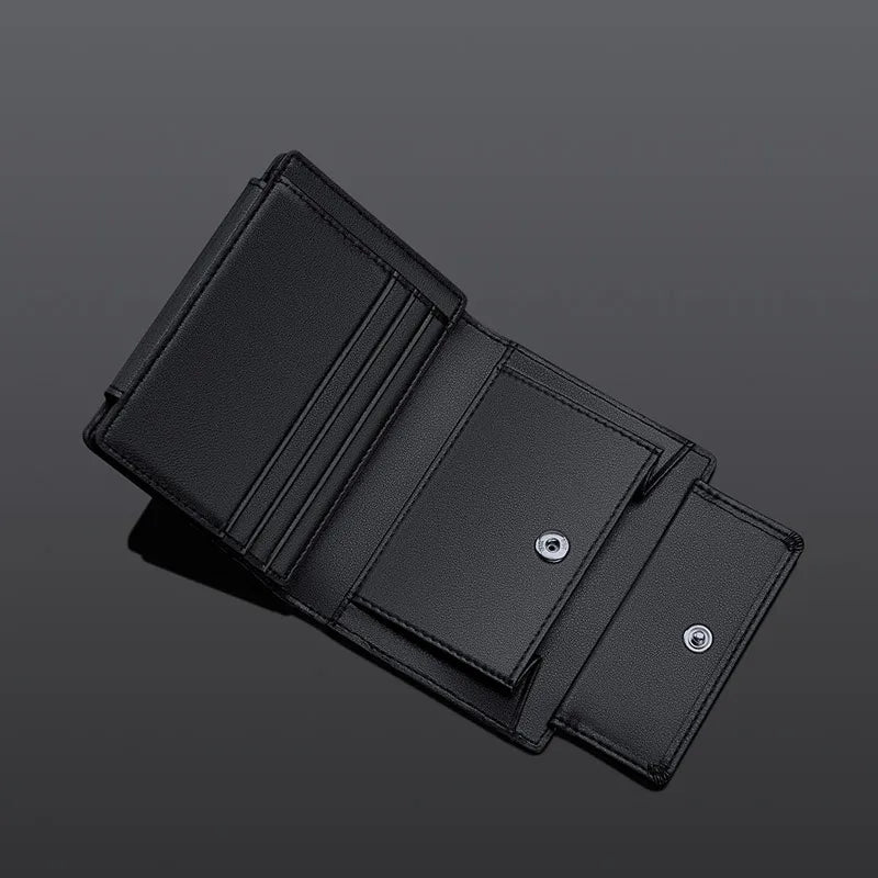 Kurze Lederbrieftasche für Herren – Kartenetui aus echtem Rindsleder mit Münzfach