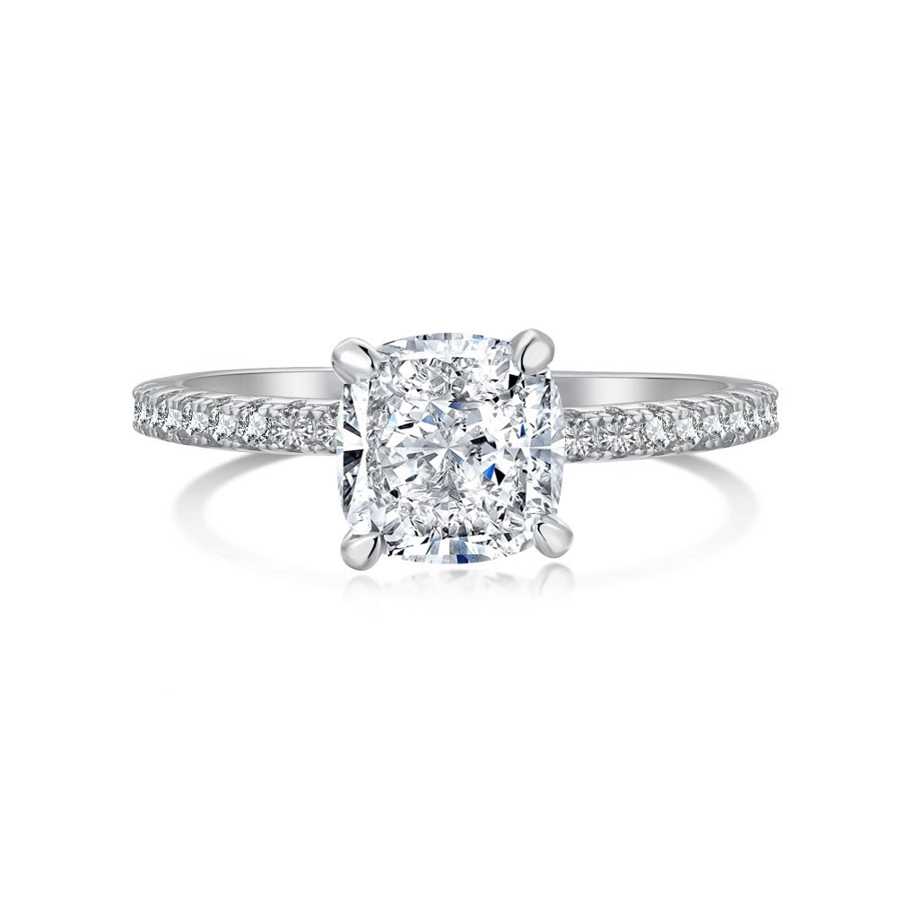 Sterling Silver Horse Eye Stone Ice Flower Cut High Carbon Diamond Ring - Dazpy