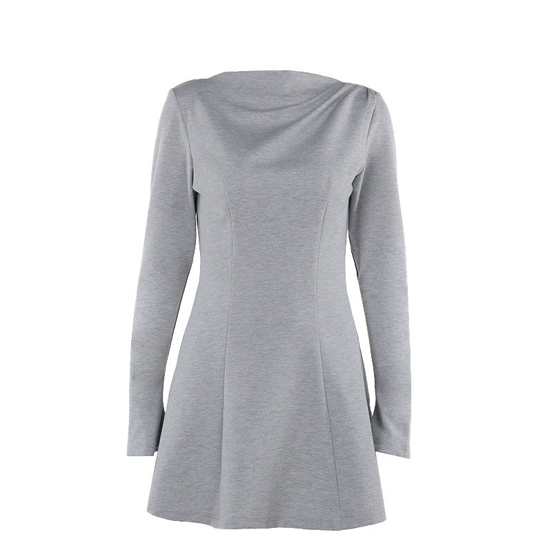Vestido de manga larga sencillo y ajustado a la moda para mujer