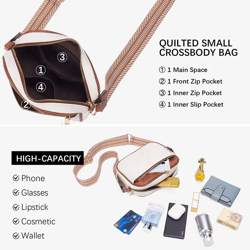 Bolso de hombro acolchado con rejilla bordada