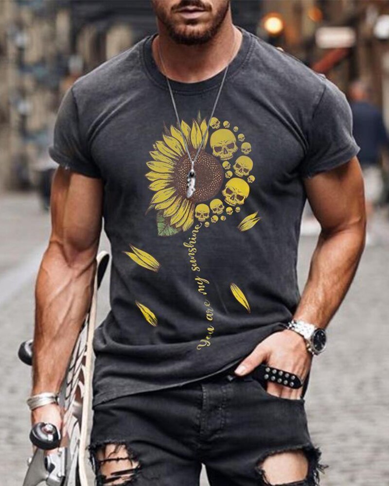 Camisa informal de manga corta con estrellas y rayas para hombre