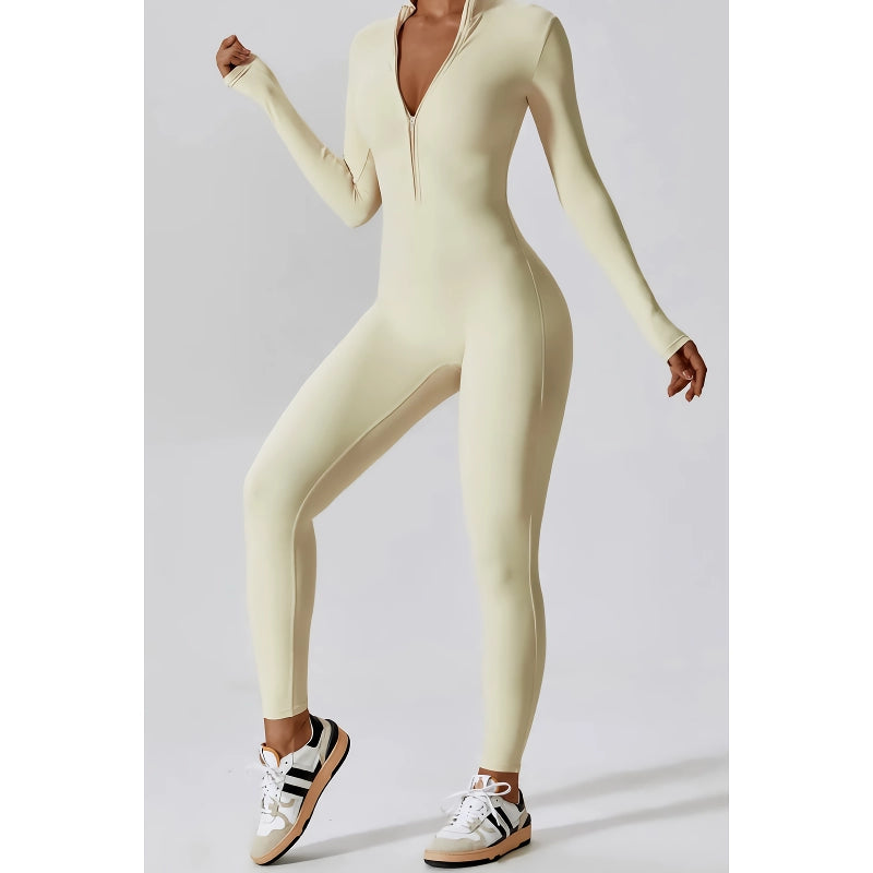 Hochleistungs-Langarm-Bodysuit mit Reißverschluss für Damen