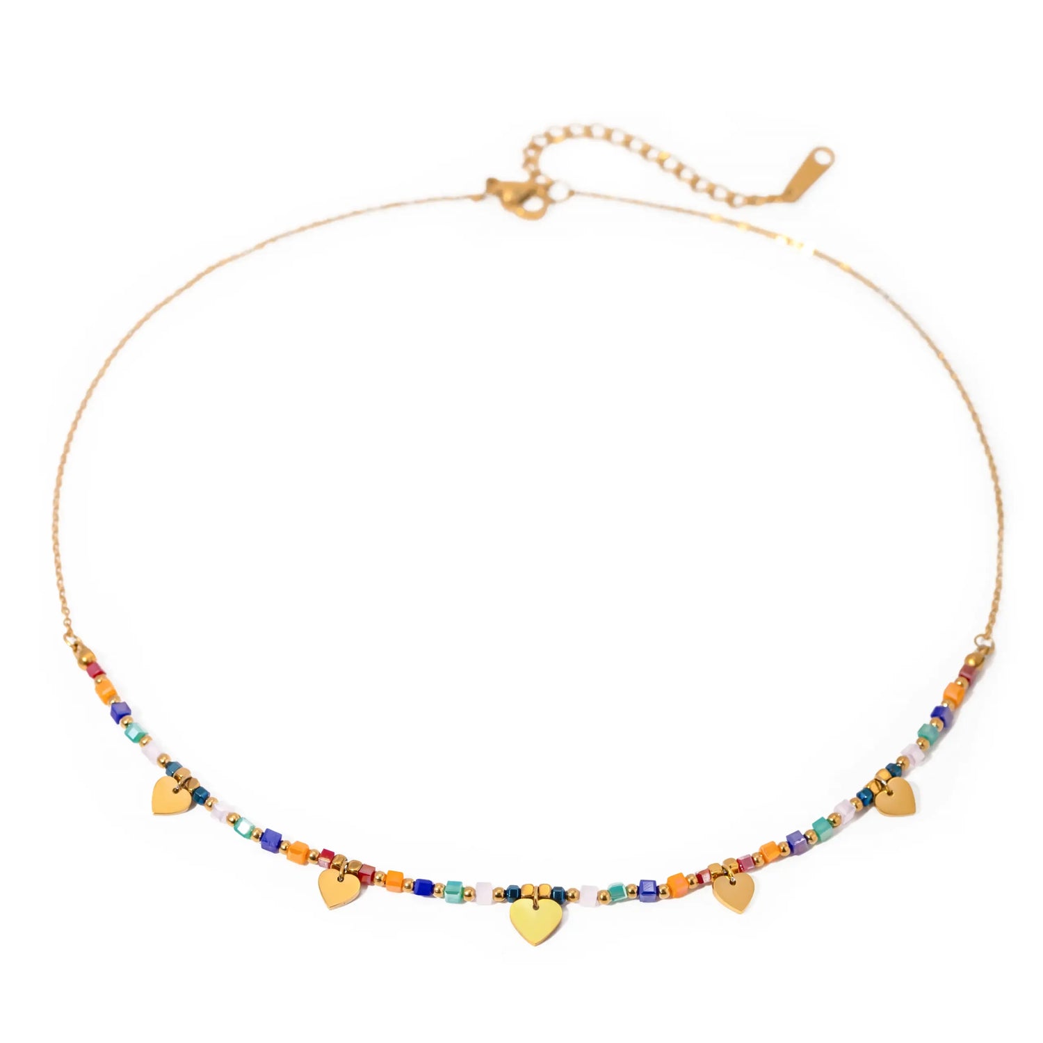 Collar de lentejuelas con forma de corazón de acero inoxidable bañado en oro de 18 quilates