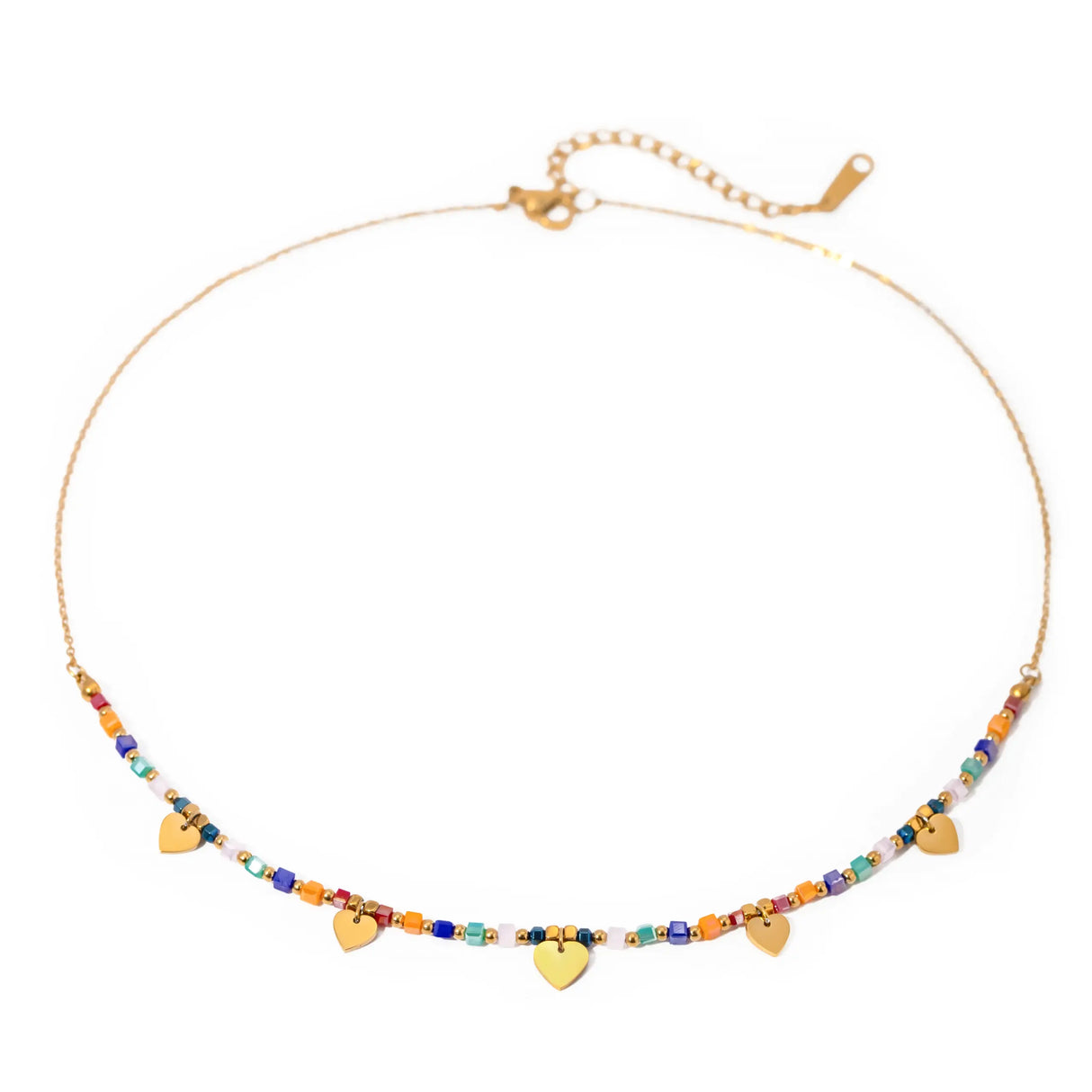 Collar de lentejuelas con forma de corazón de acero inoxidable bañado en oro de 18 quilates
