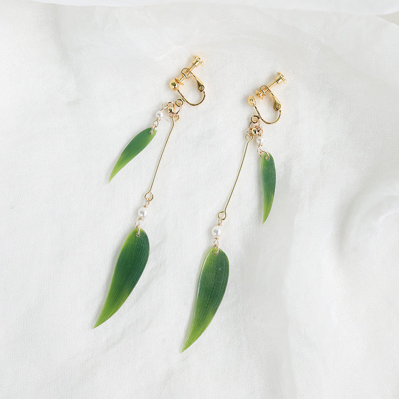 Simulation Leaf Bamboo Leaf Cheongsam Earrings - Dazpy