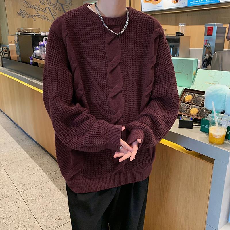 Suéter de cuello redondo para hombre, estilo otoño e invierno, estilo retro americano