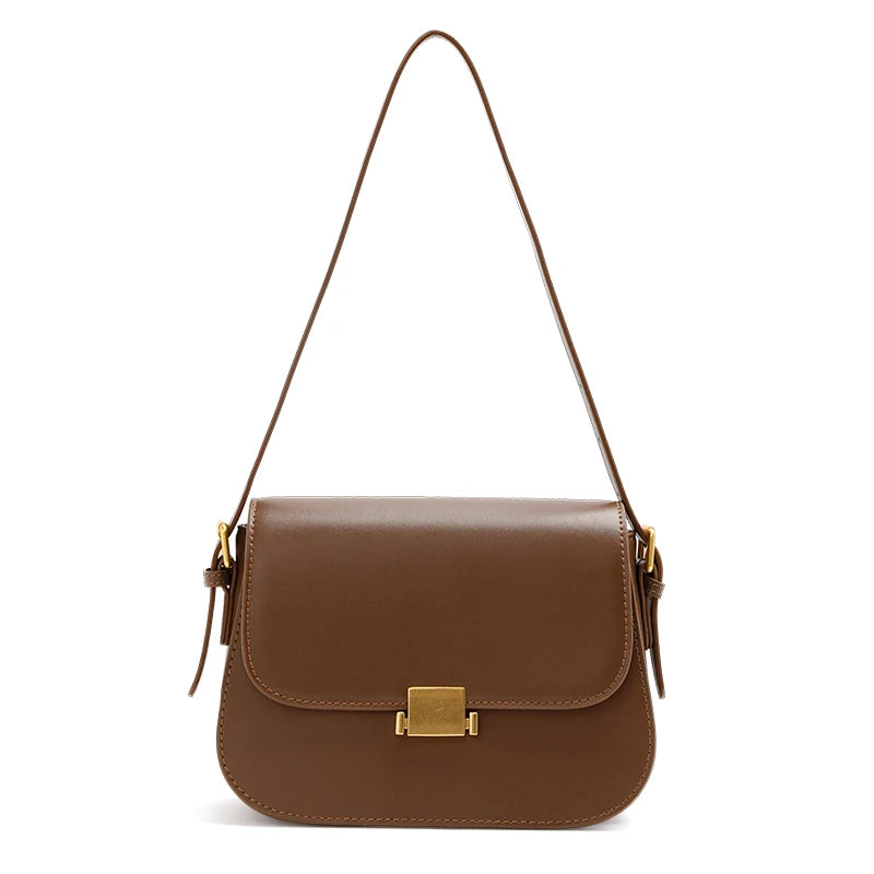 Stilvolle quadratische Retro-Umhängetasche für Damen – verstellbare Handtasche aus Rindsleder