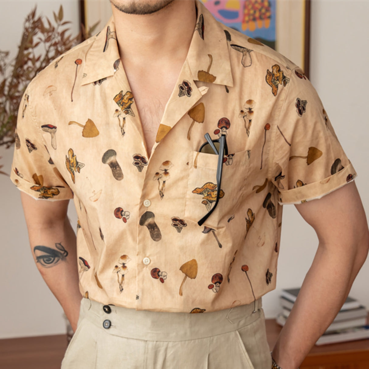 Camisa vintage de manga corta
