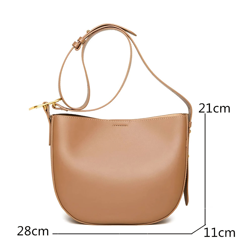 Bolso de hombro vintage de piel de vaca para mujer: elegante bolso bandolera