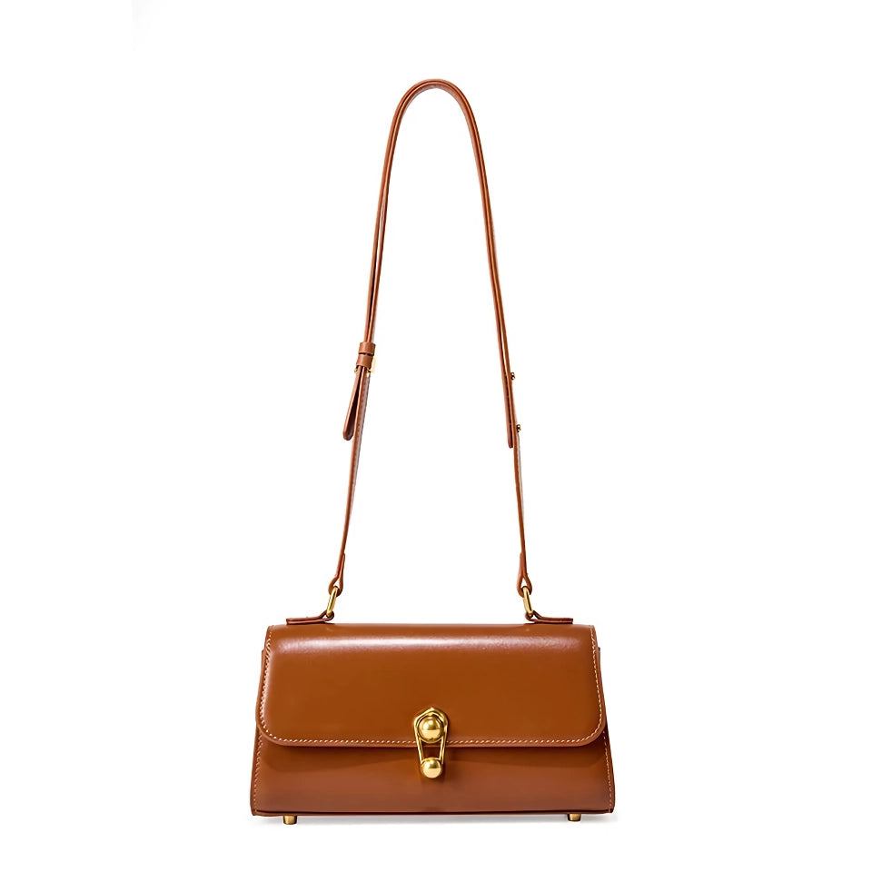Elegante bolso bandolera de piel color burdeos para mujer