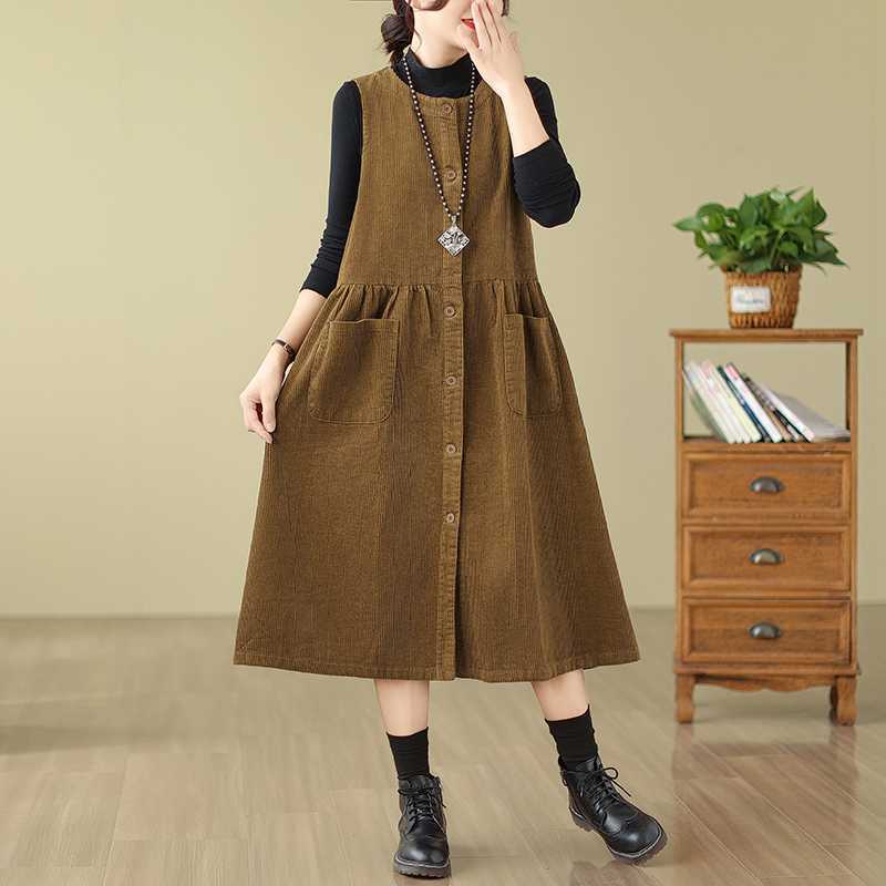 Cord Tank Kleid Lose Jugendlicher Look