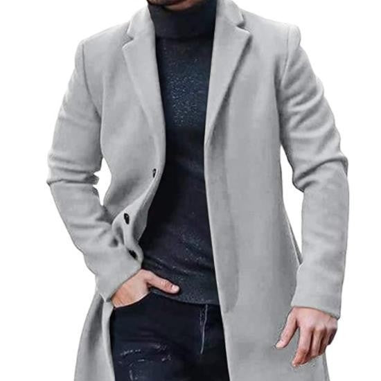 Chaqueta de tweed gruesa de longitud media para hombre