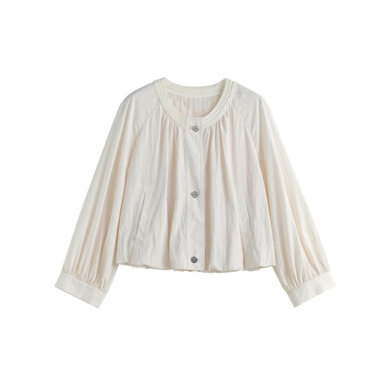 Elegante Plissierte Pendlerjacke im französischen Stil für Damen