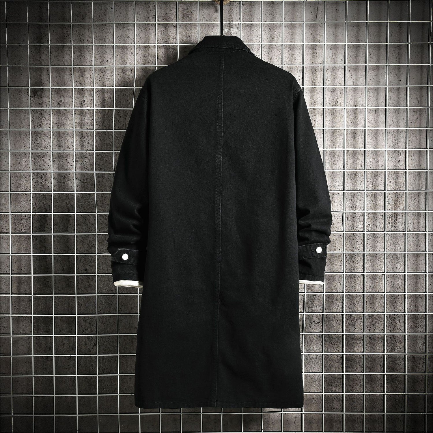 Gabardina vaquera para hombre, abrigo informal holgado de moda de longitud media