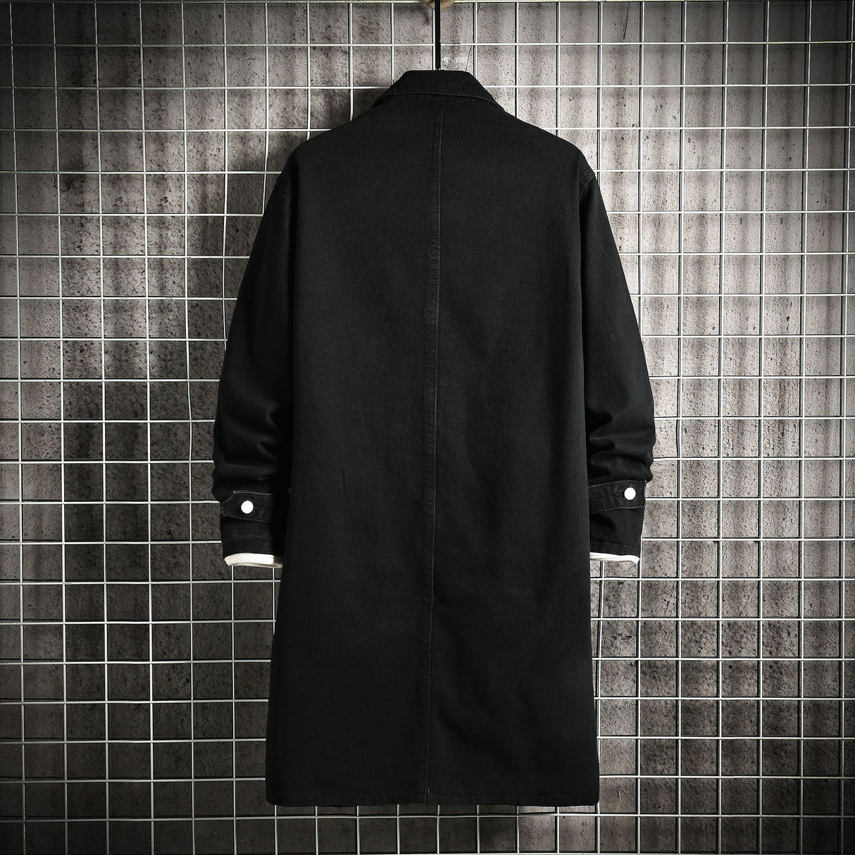 Gabardina vaquera para hombre, abrigo informal holgado de moda de longitud media