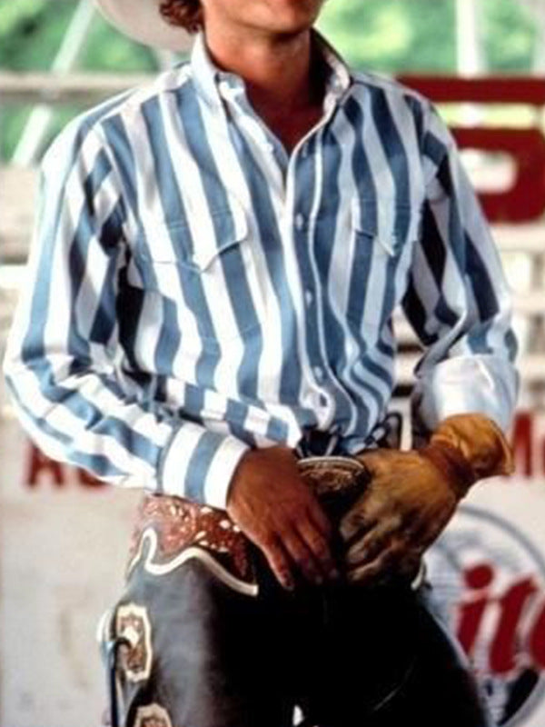 Camisa informal de manga larga holgada con estampado retro a rayas para hombre