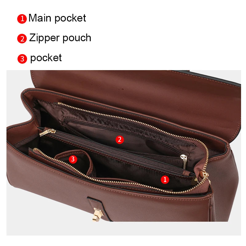 Rechteckige Umhängetasche aus echtem Leder für Damen – Handtasche aus Rindsleder mit großem Fassungsvermögen