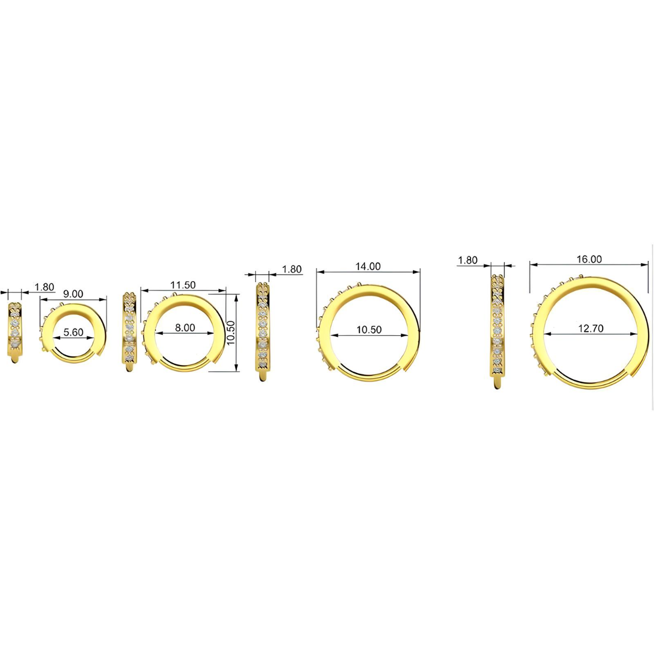 14 Karat vergoldetes Creolen-Set