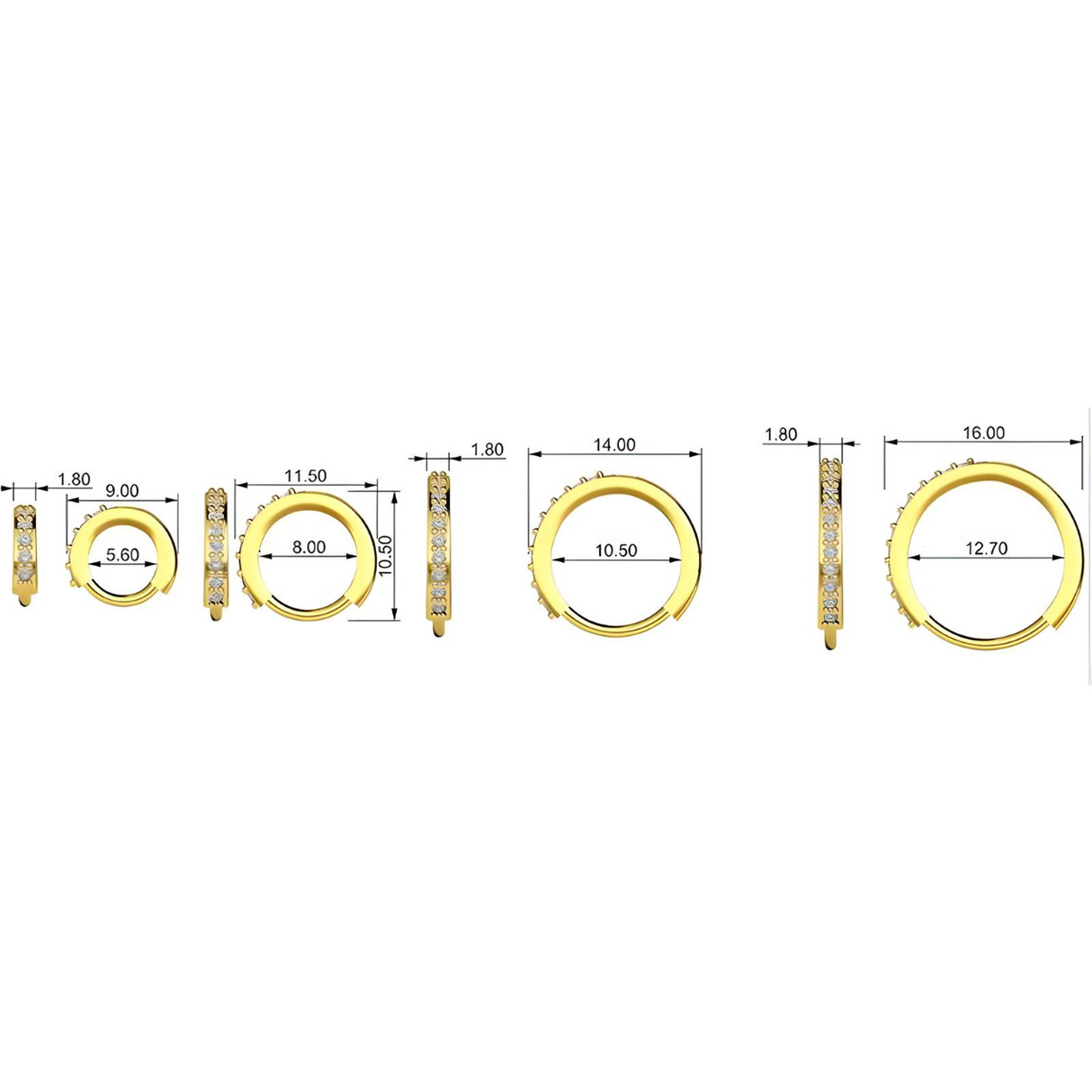 14 Karat vergoldetes Creolen-Set