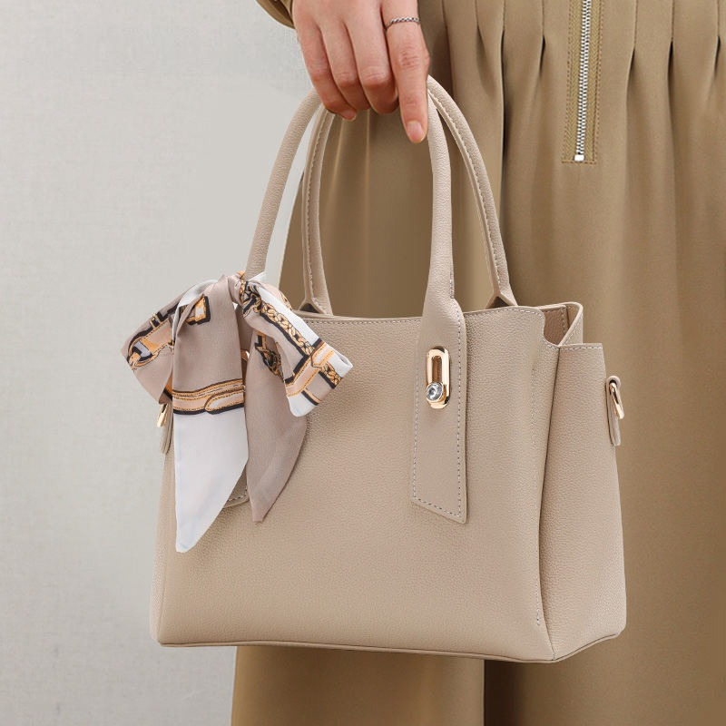 Bolso de mano de cuero genuino con asa superior y gran capacidad