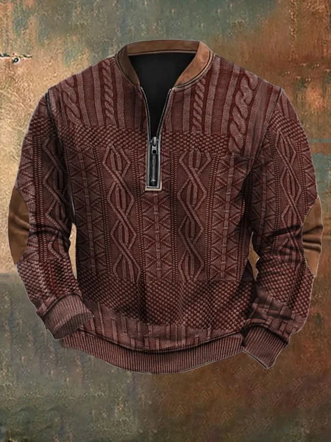 Suéter con media cremallera y hebilla estampado de otoño e invierno